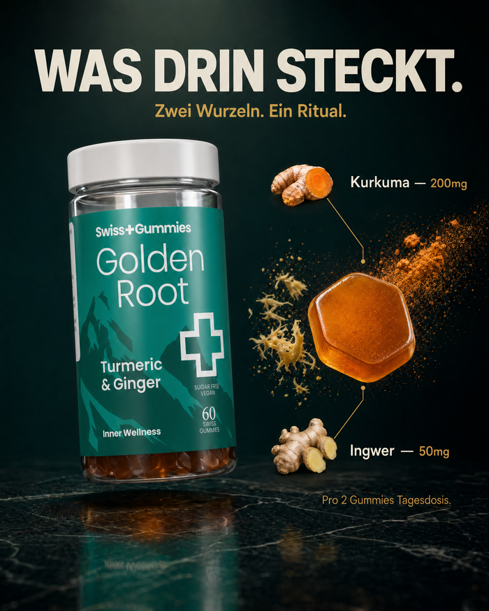 Was drin steckt – Kurkuma 200mg + Ingwer 50mg pro Tagesdosis