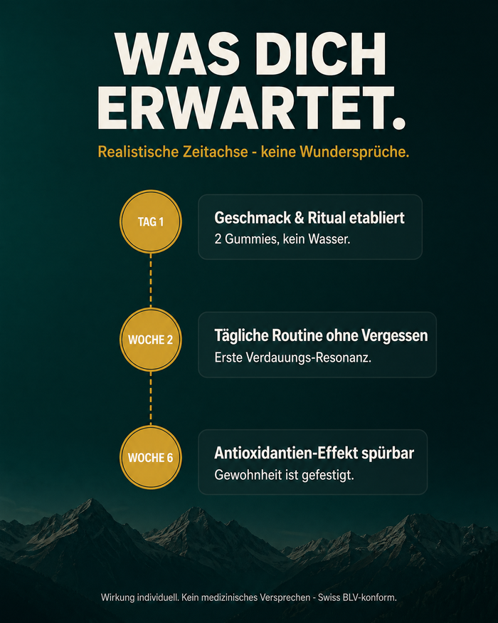 Was dich erwartet – Tag 1, Woche 2, Woche 6
