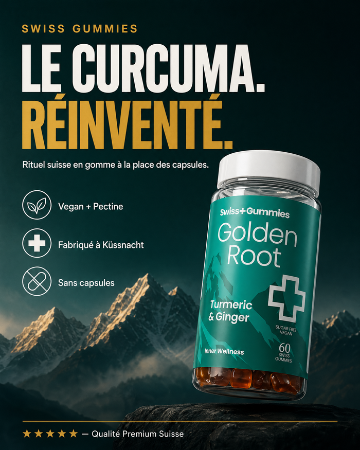 Le curcuma réinventé – rituel suisse en gomme à la place des capsules