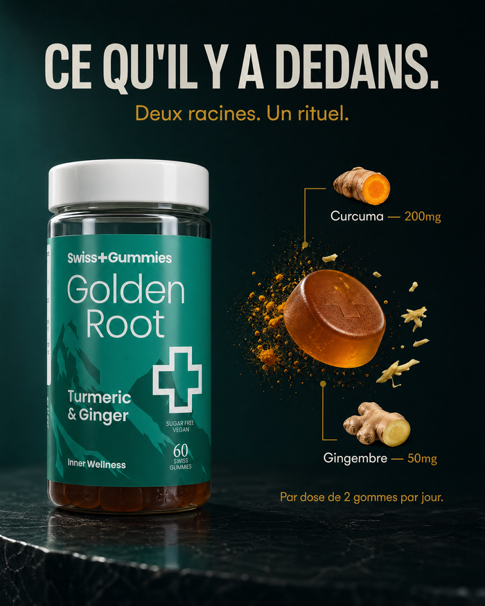Ce qu'il y a dedans – 200mg de curcuma + 50mg de gingembre par dose quotidienne
