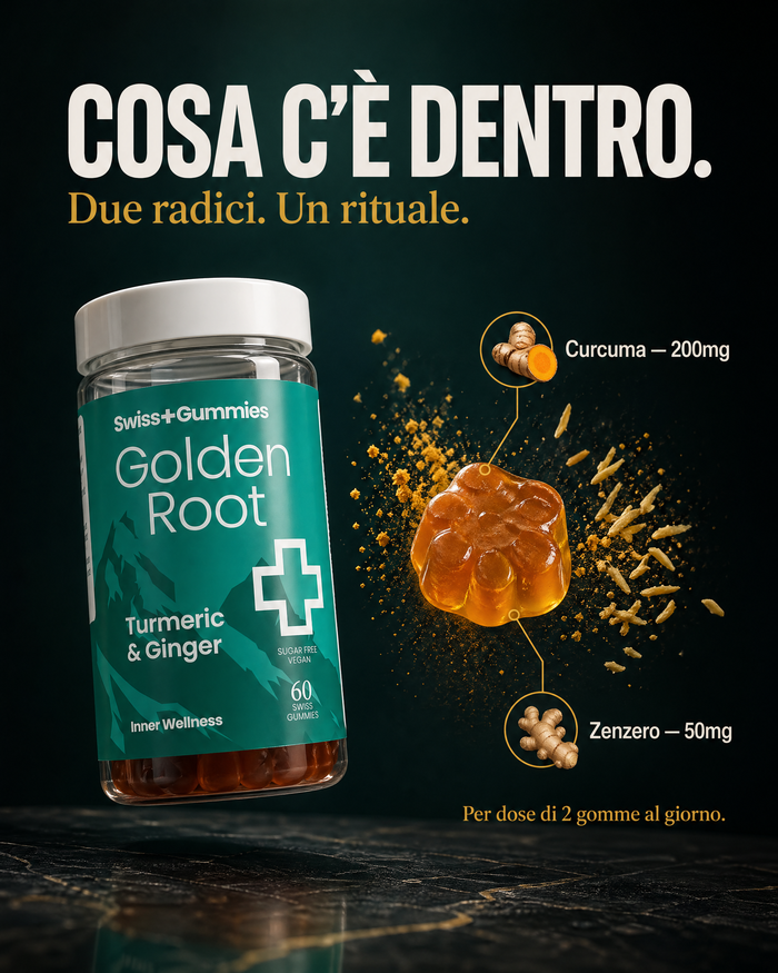 Cosa c'è dentro – 200mg di curcuma + 50mg di zenzero per dose giornaliera