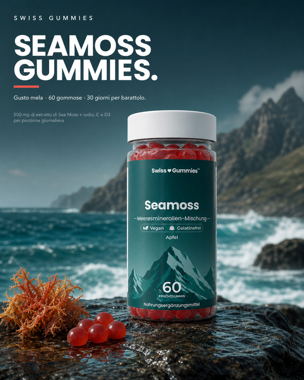 Seamoss – caramelle gommose con estratto di muschio marino, vitamina C, vitamina D3 e iodio