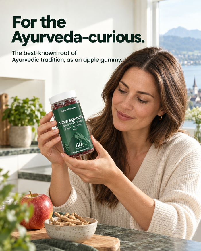 Swiss Gummies Ashwagandha: For the Ayurveda-curious. The best-known root of Ayurvedic tradition, as an apple gummy.