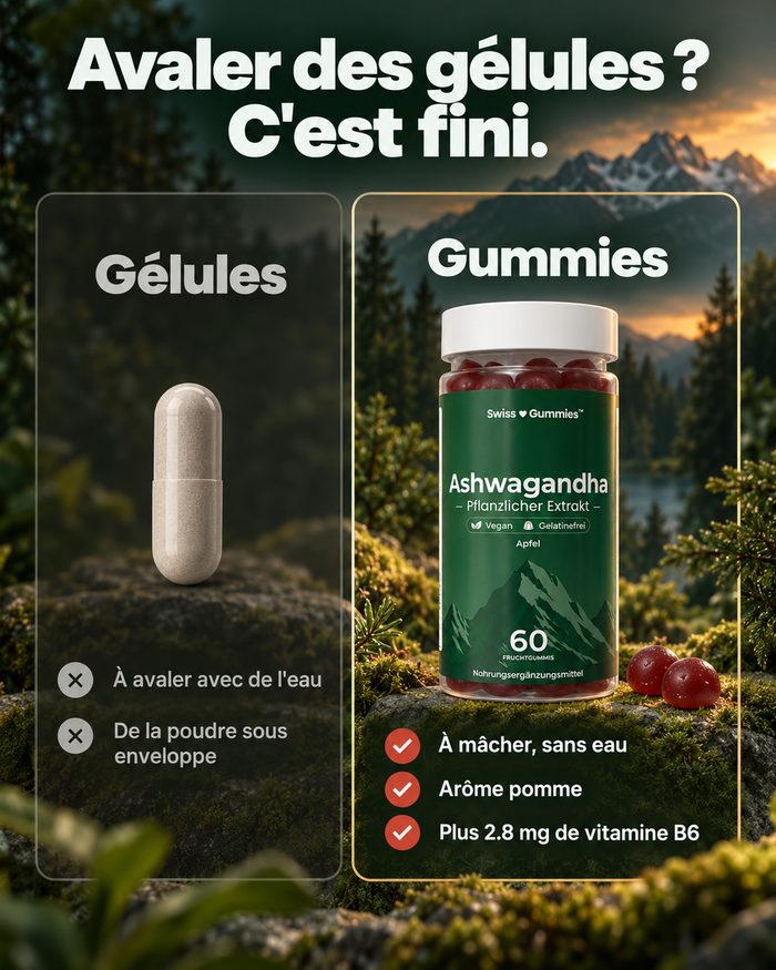 Swiss Gummies Ashwagandha: Avaler des gélules ? C'est fini.