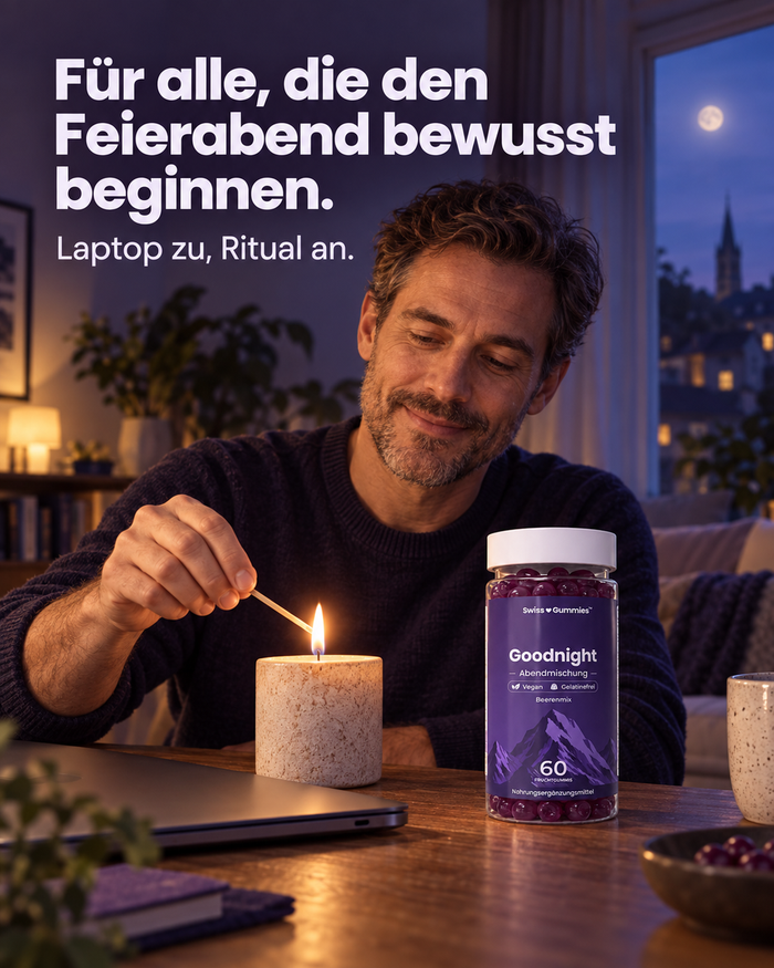 Swiss Gummies Goodnight: Für alle, die den Feierabend bewusst beginnen. Laptop zu, Ritual an.