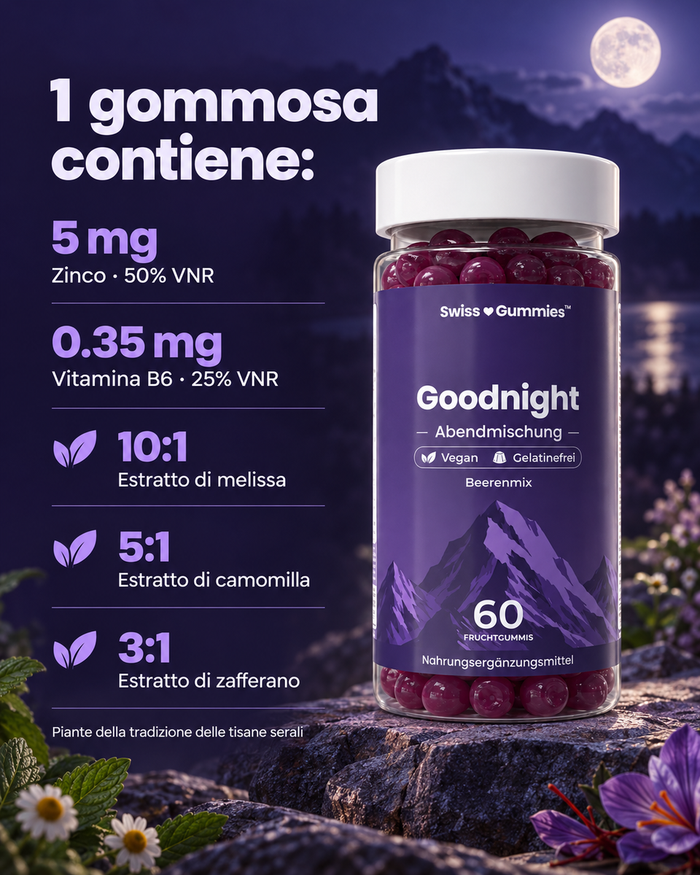 Swiss Gummies Goodnight: 1 gommosa contiene: