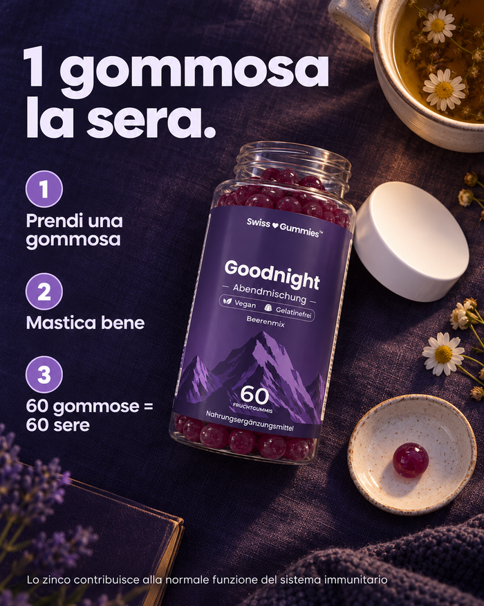 Swiss Gummies Goodnight: 1 gommosa la sera.