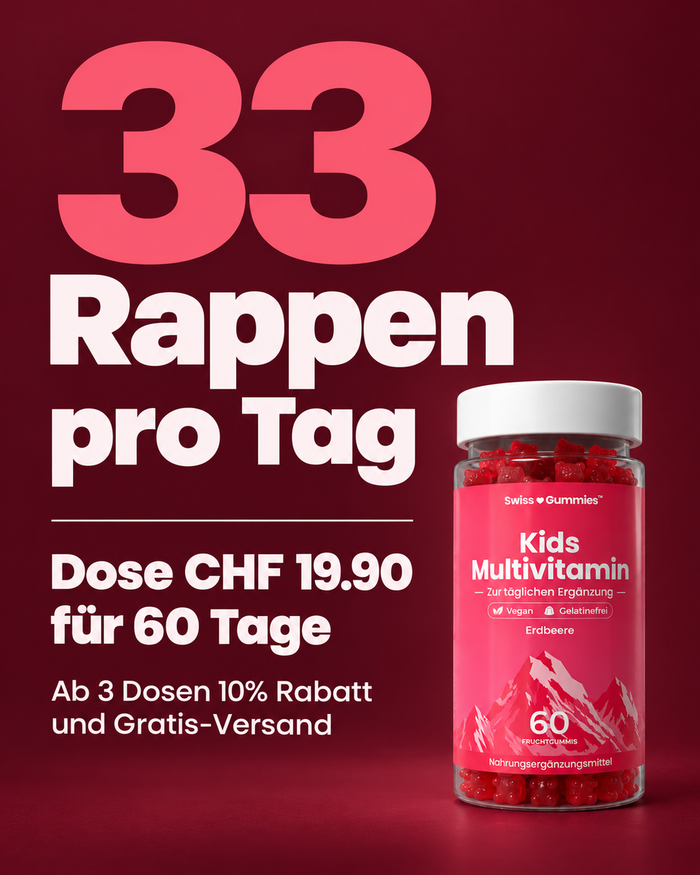 Swiss Gummies Kids Multivitamin: 33 Rappen pro Tag Dose CHF 19.90 für 60 Tage