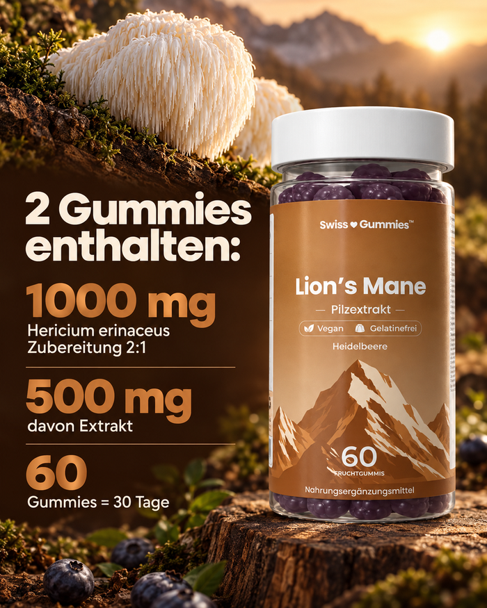 Swiss Gummies Lion's Mane: 2 Gummies enthalten: