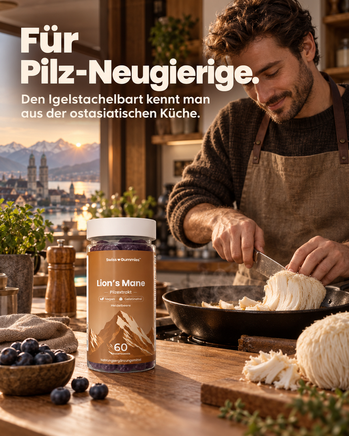 Swiss Gummies Lion's Mane: Für Pilz-Neugierige. Den Igelstachelbart kennt man aus der ostasiatischen Küche.