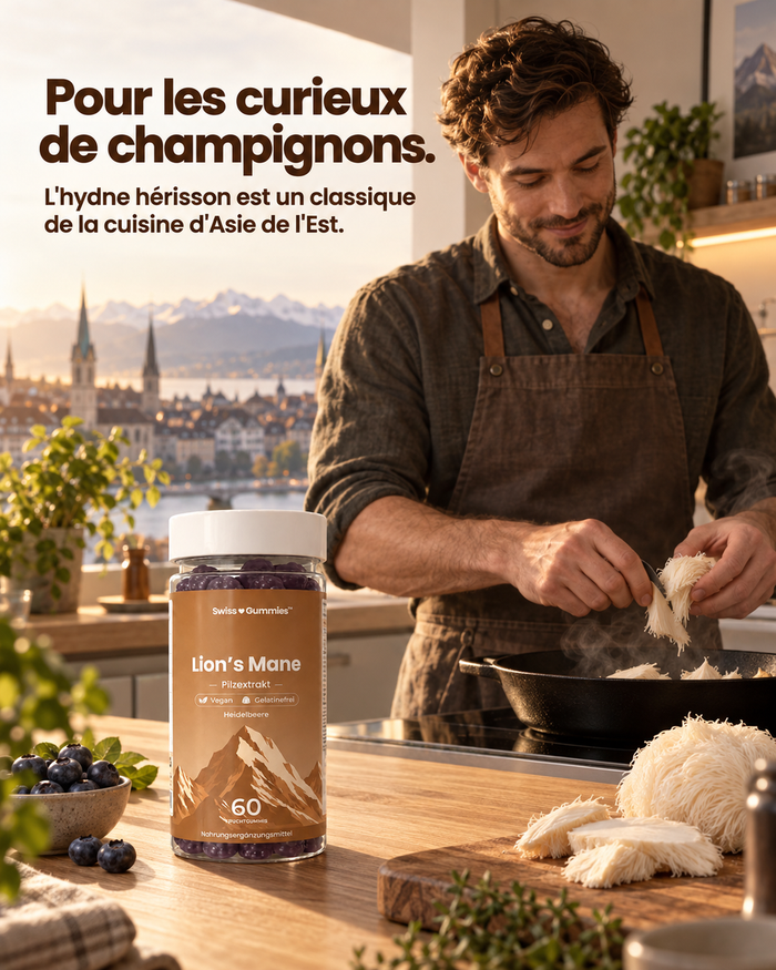 Swiss Gummies Lion's Mane: Pour les curieux de champignons. L'hydne hérisson est un classique de la cuisine d'Asie de l'Est.
