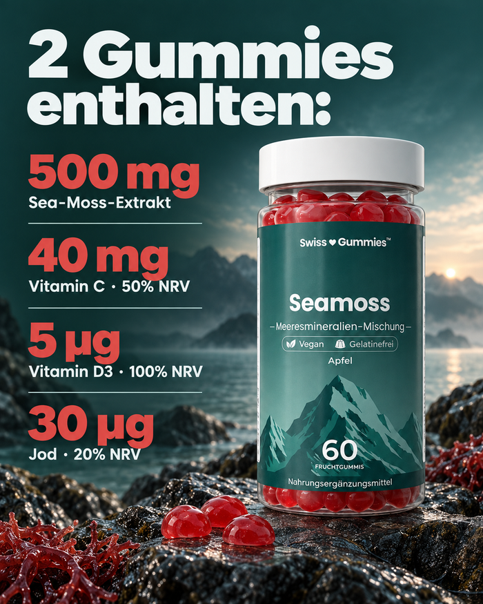 Swiss Gummies Seamoss: 2 Gummies enthalten: