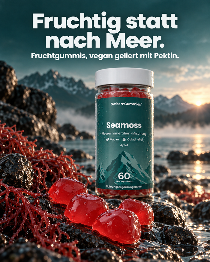Swiss Gummies Seamoss: Fruchtig statt nach Meer. Fruchtgummis, vegan geliert mit Pektin.