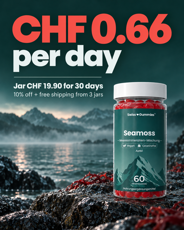 Swiss Gummies Seamoss: CHF 0.66 per day Jar CHF 19.90 for 30 days