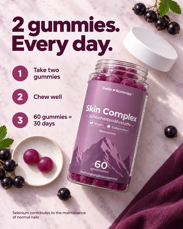 Swiss Gummies Skin Complex: 2 gummies. Every day.