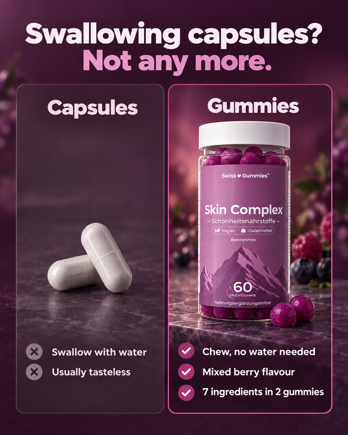Swiss Gummies Skin Complex: Swallowing capsules? Not any more.