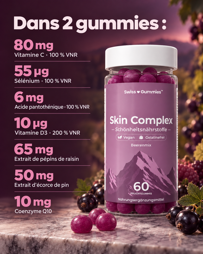 Swiss Gummies Skin Complex: Dans 2 gummies :