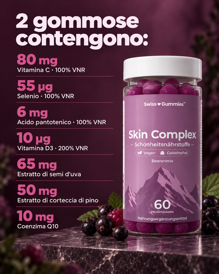 Swiss Gummies Skin Complex: 2 gommose contengono: