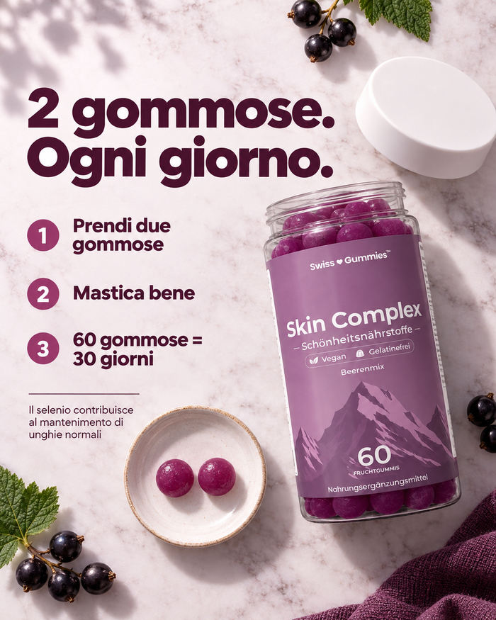 Swiss Gummies Skin Complex: 2 gommose. Ogni giorno.