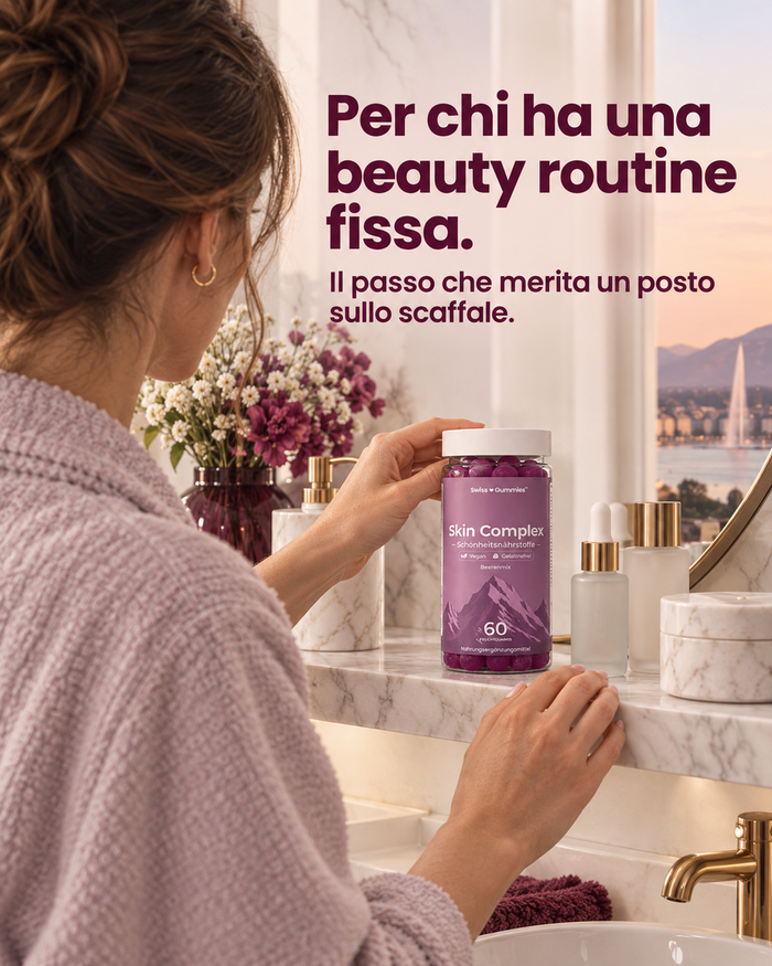 Swiss Gummies Skin Complex: Per chi ha una beauty routine fissa. Il passo che merita un posto sullo scaffale.
