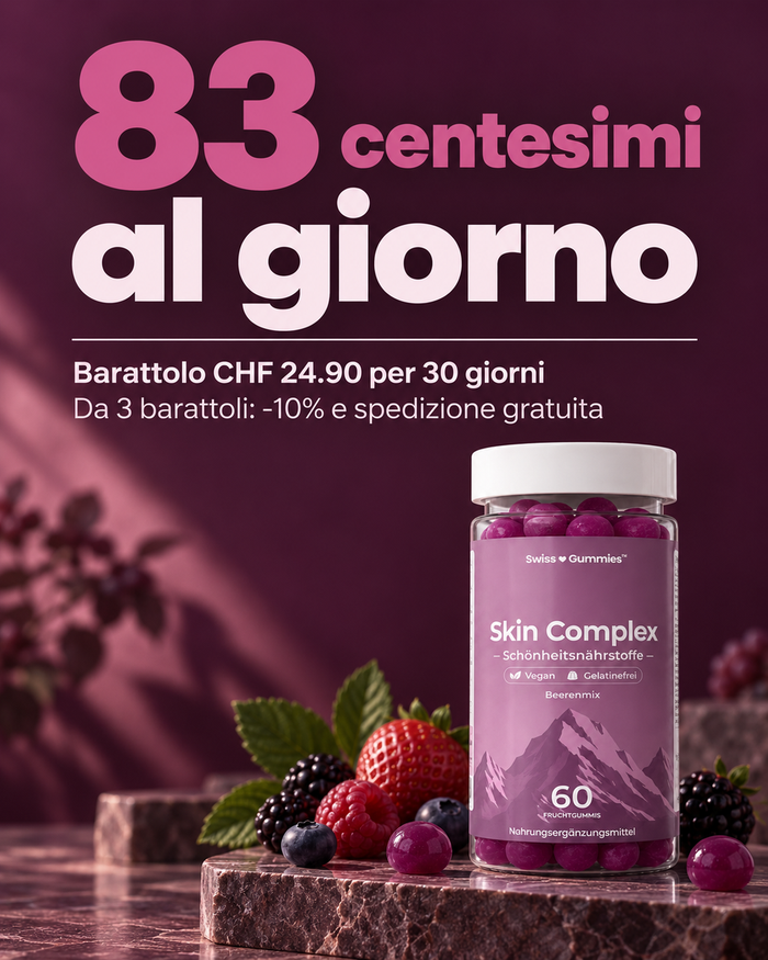 Swiss Gummies Skin Complex: 83 centesimi al giorno Barattolo CHF 24.90 per 30 giorni