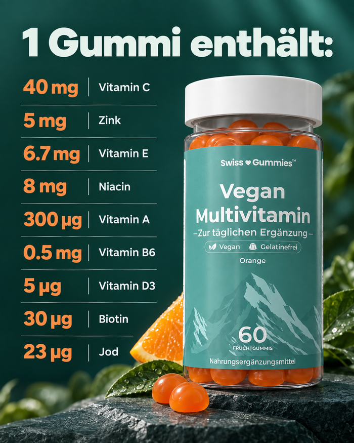 Swiss Gummies Vegan Multivitamin: 1 Gummi enthält: