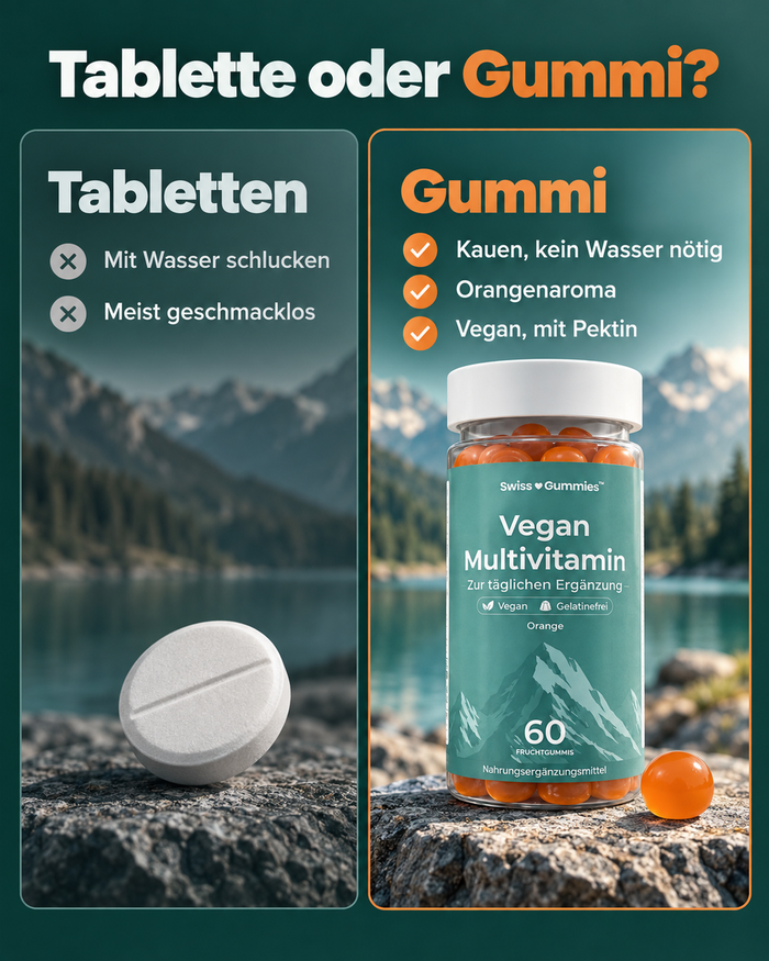 Swiss Gummies Vegan Multivitamin: Tablette oder Gummi?