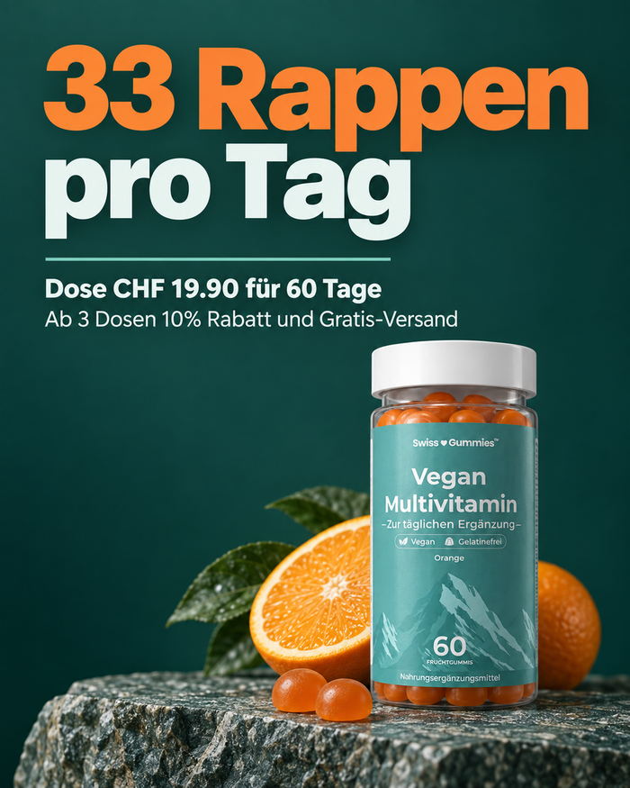 Swiss Gummies Vegan Multivitamin: 33 Rappen pro Tag Dose CHF 19.90 für 60 Tage