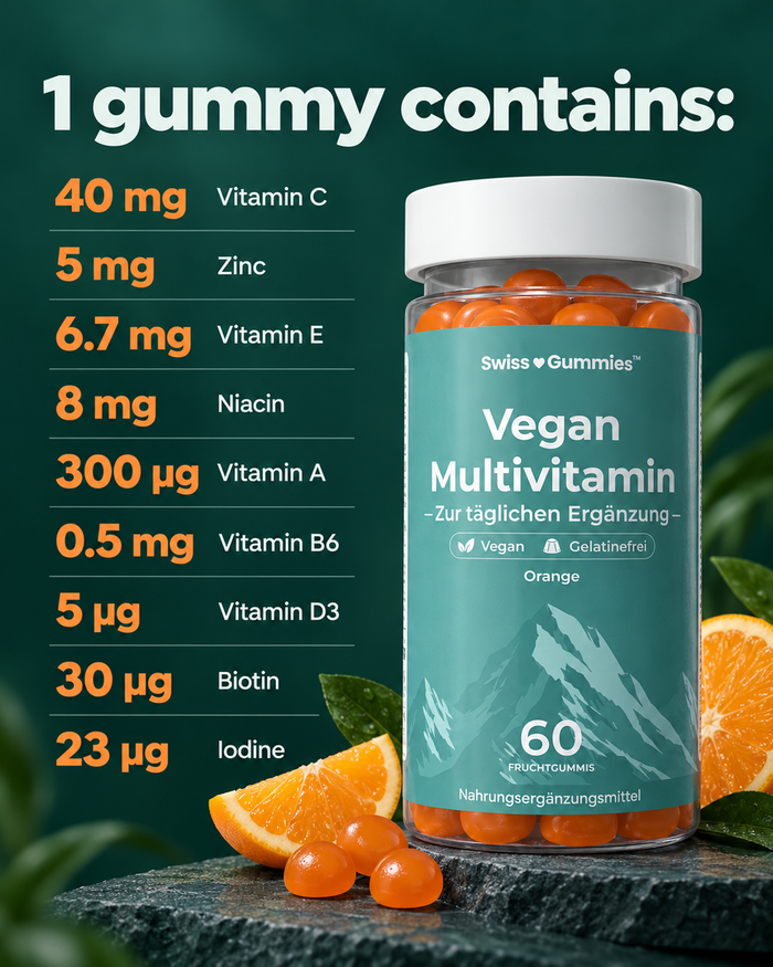Swiss Gummies Vegan Multivitamin: 1 gummy contains:
