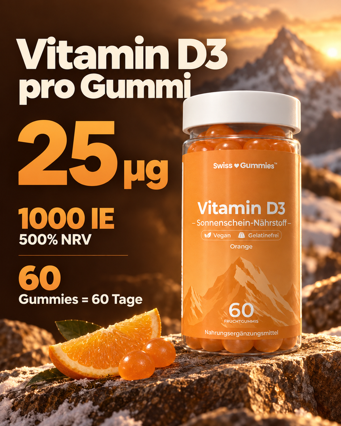 Swiss Gummies Vitamin D3: 25 µg Vitamin D3 pro Gummi