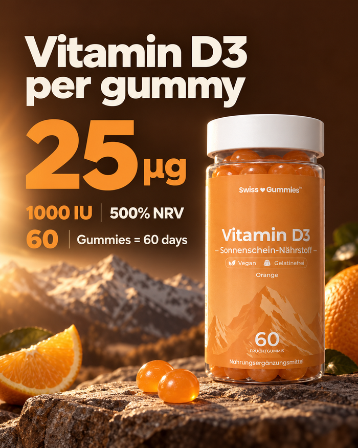 Swiss Gummies Vitamin D3: 25 µg Vitamin D3 per gummy