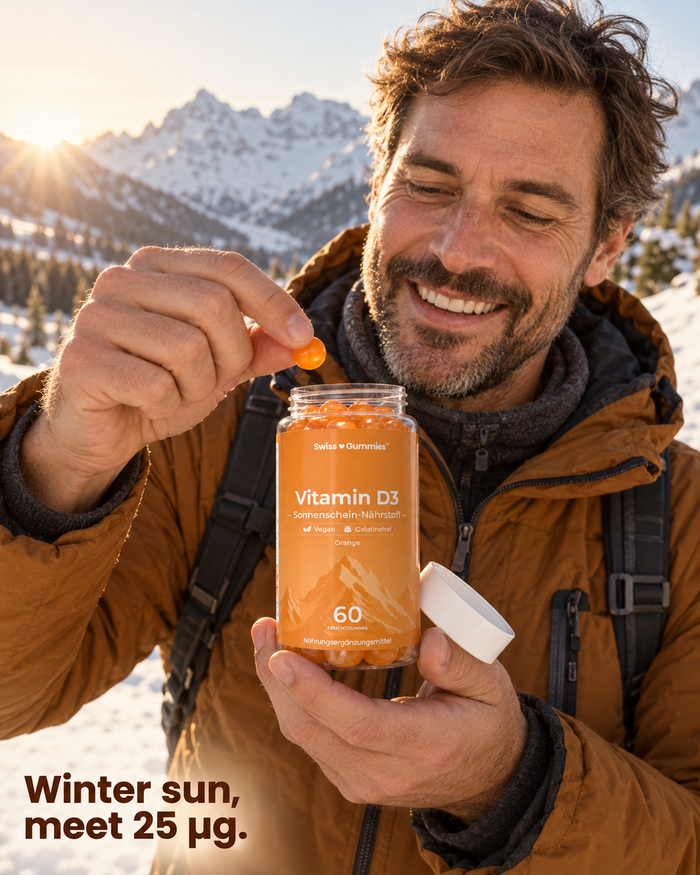 Swiss Gummies Vitamin D3: Winter sun, meet 25 µg.