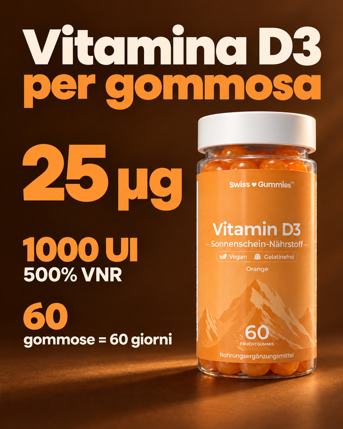 Swiss Gummies Vitamin D3: 25 µg Vitamina D3 per gommosa