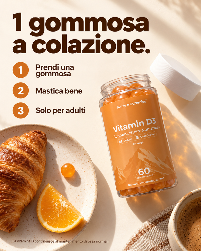 Swiss Gummies Vitamin D3: 1 gommosa a colazione.