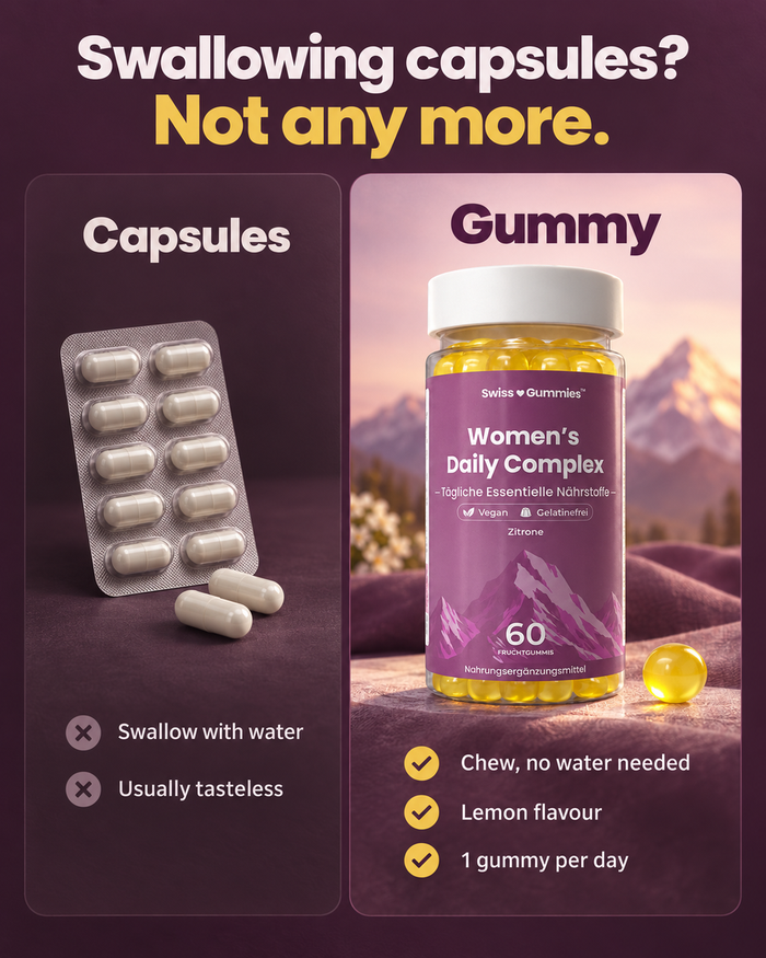 Swiss Gummies Women's Daily Complex: Swallowing capsules? Not any more.