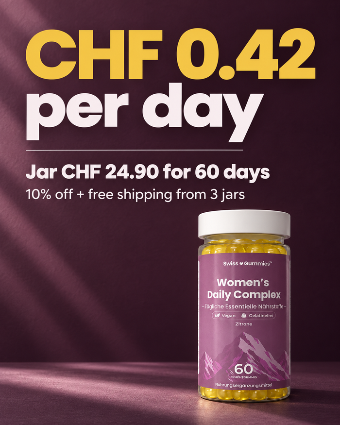 Swiss Gummies Women's Daily Complex: CHF 0.42 per day Jar CHF 24.90 for 60 days