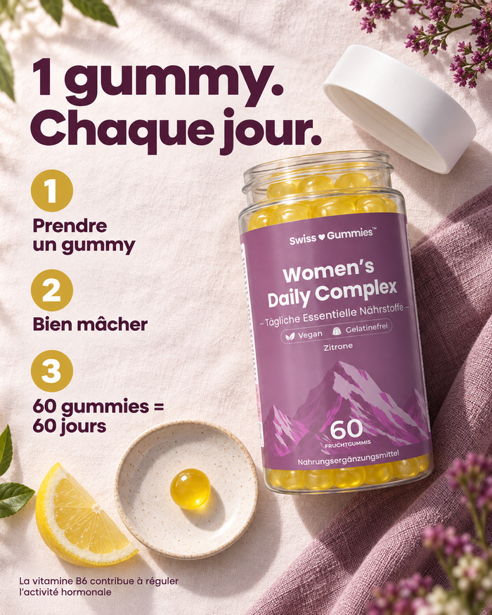 Swiss Gummies Women's Daily Complex: 1 gummy. Chaque jour.