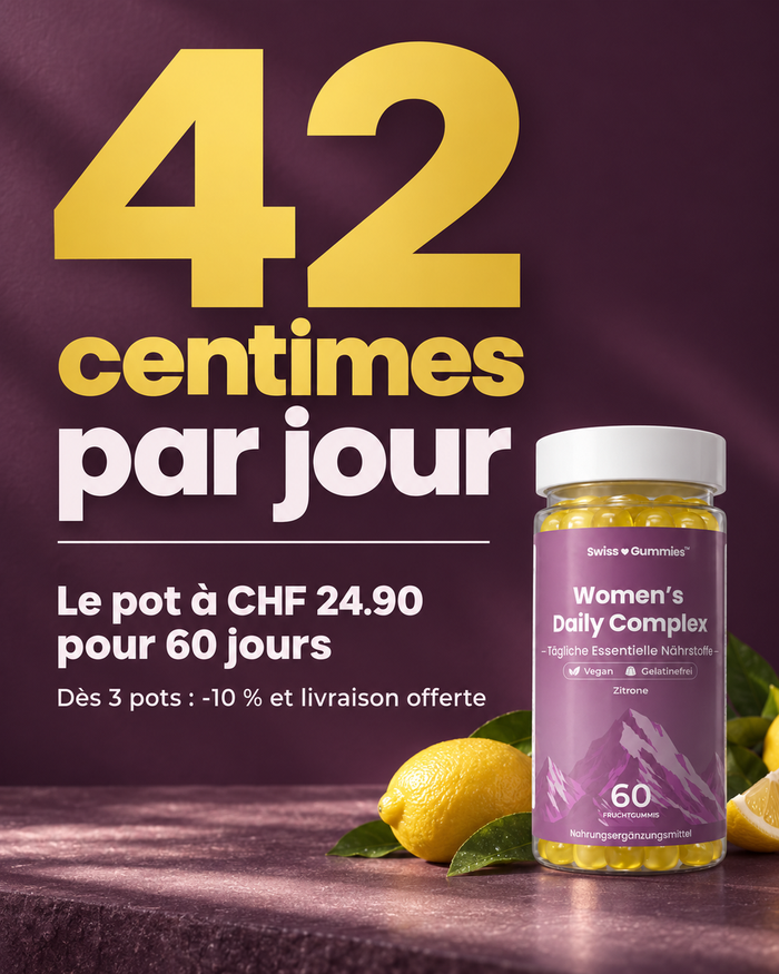 Swiss Gummies Women's Daily Complex: 42 centimes par jour Le pot à CHF 24.90 pour 60 jours