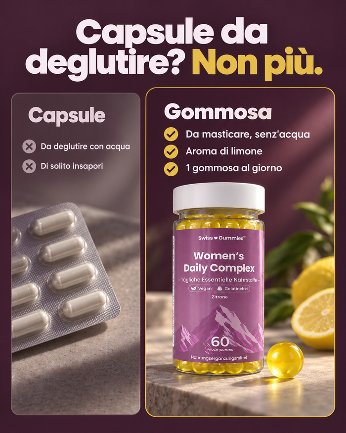 Swiss Gummies Women's Daily Complex: Capsule da deglutire? Non più.